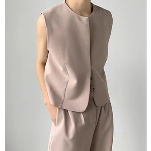 Simple Vest Wide-leg Pants Suit