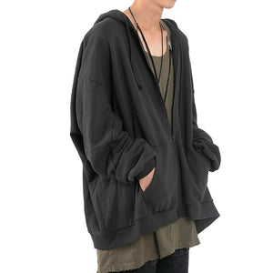 Hooded Loose Zip-Up Cardigan Jacket