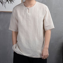 Load image into Gallery viewer, Loose Button Round Neck Top Half Sleeves Shirt
