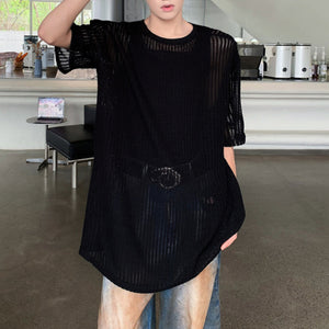 Mesh Knit Casual Short Sleeve Shirt