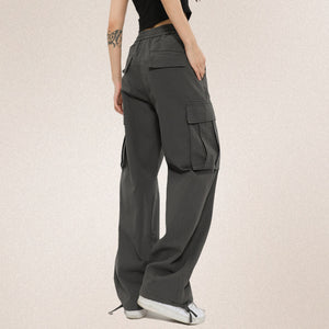 Drawstring Side Pockets Adjustable Trousers