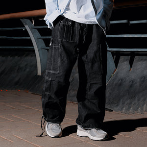 Loose Wide Leg Denim Cargo Casual Straight Leg Pants