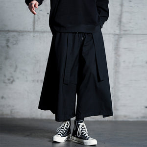 Dark Casual Ribbon Hakama Pants