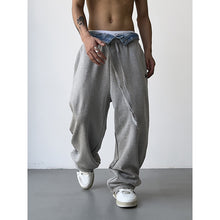 Load image into Gallery viewer, Fake Two-piece Cuffed Denim Loose Sweatpants
