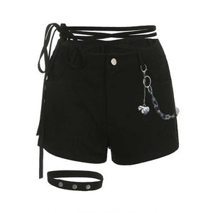 Leg Chain Belt High Waist Strap Shorts