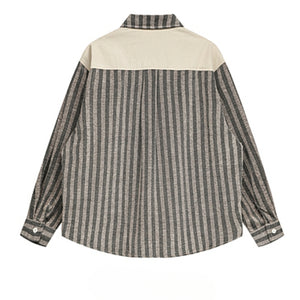 Japanese Fake Two-piece Striped Workwear Shirt