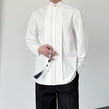 Load image into Gallery viewer, Pleated Stand Collar Long Sleeve Shirt
