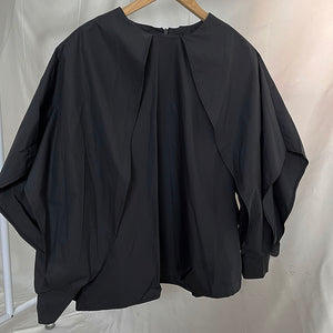 Round Neck Retro Bat Sleeve Loose Shirt