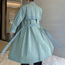 Load image into Gallery viewer, Washed Denim Oversized Trench Coat
