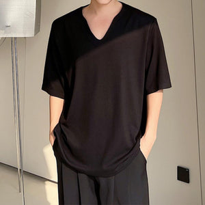 Big V-neck Shoulder Pads Short-sleeved T-shirt