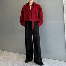 Load image into Gallery viewer, Red Shirt Long Sleeves with Detachable Lapel Ribbon
