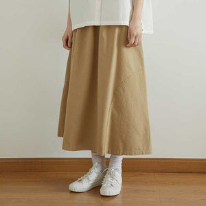 Solid Color Elastic Waist Skirt