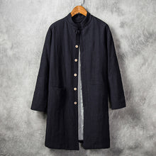 Load image into Gallery viewer, Mid-length Cotton Linen Retro Trench Coat
