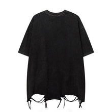 Load image into Gallery viewer, Hem Ripped Necklace Trim Short Sleeve T-Shirt
