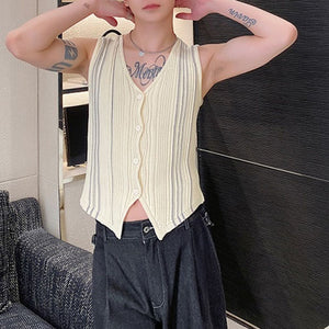 Simple Irregular Knitted Casual Vest