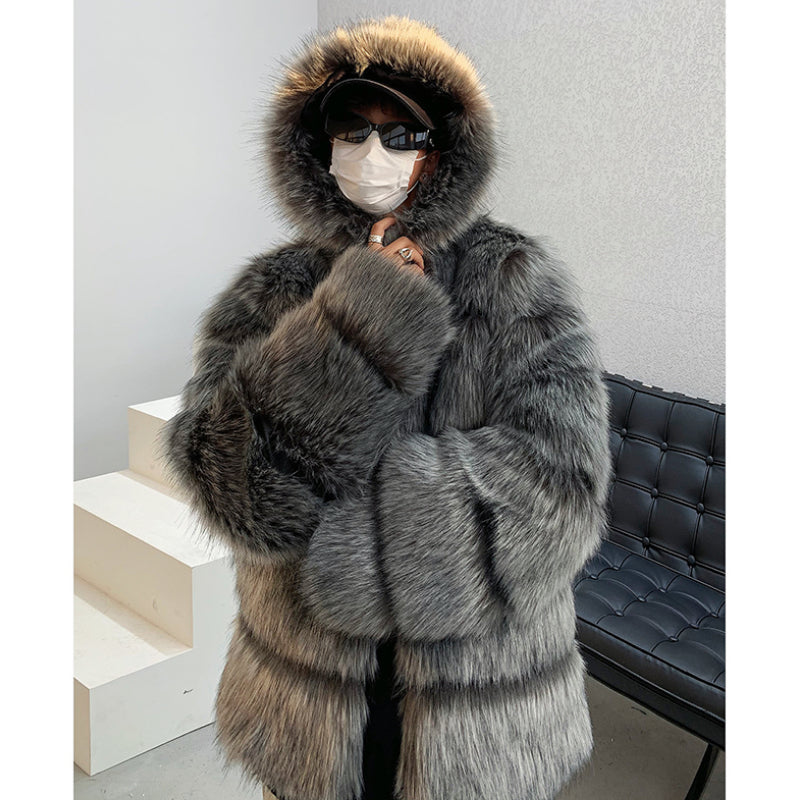 Winter Plush Hooded Cotton Coat