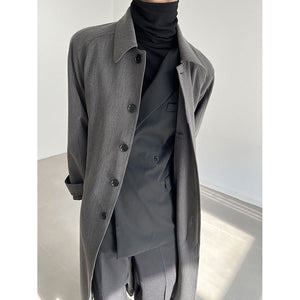 Single Breasted Lapel Long Trench Coat