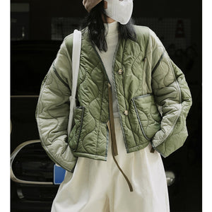 Contrast Color Loose Fit Warm Cotton Jacket