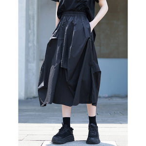 Irregular Black Casual Skirt