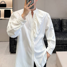 Load image into Gallery viewer, Asymmetrical Ruffled Stand Collar Loose Shirt
