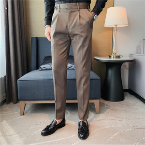 Solid Color Slim Straight Casual Pants