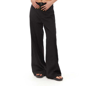 Loose Straight Casual Black Trousers