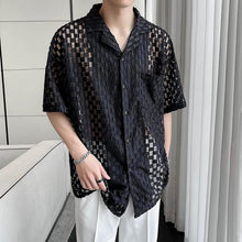 Load image into Gallery viewer, Sheer Mesh Plaid Short Sleeve Shirt
