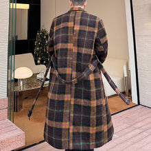 Load image into Gallery viewer, Retro Plaid Wool Mid-length Coat
