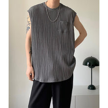 Load image into Gallery viewer, Pleated Texture Casual Crew Neck Tank Top
