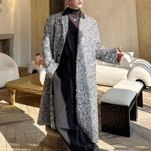 Load image into Gallery viewer, Sequined Suit Collar Loose Mid-length Coat
