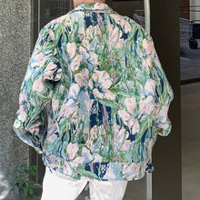 Load image into Gallery viewer, Tulip Print Zipped Denim Jacket
