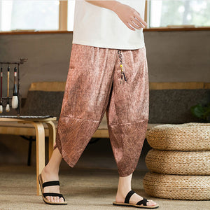 Embroidered Loose Harem Cropped Pants