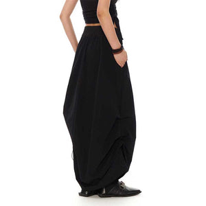 Black Drawstring Irregular Skirt