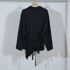 Pile Collar Belted Cardigan Top