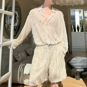 Summer Stage Tassels Sequins Tops Shorts Suits