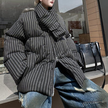 Load image into Gallery viewer, Striped Scarf Thick Cotton Coat
