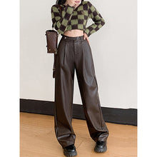 Load image into Gallery viewer, Autumn and Winter Retro PU Leather Wide-leg Pants
