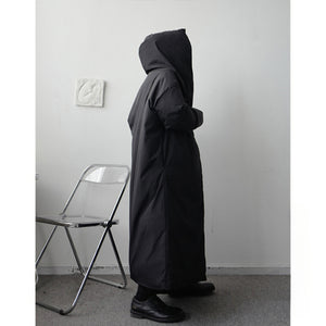 Hooded Cotton Loose Knee-length Cape Coat