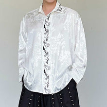 Load image into Gallery viewer, Embroidered Graphic Satin Long Sleeve Shirt
