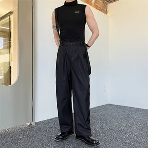 Black Suspenders Casual Trousers