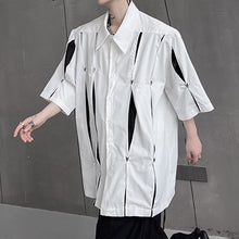 Load image into Gallery viewer, Summer Dark Short-sleeved Shoulder Pad Shirt
