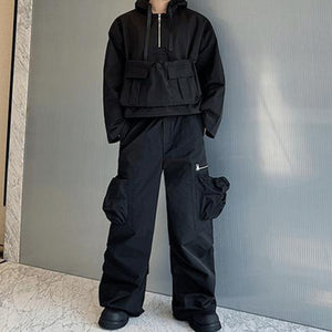 Multi-pocket Pullover Sweatshirt Straight Pants Two-piece Set