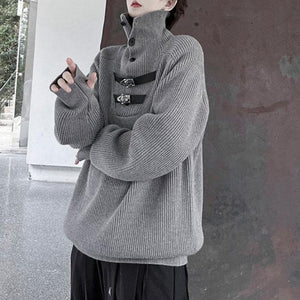 Retro Turtleneck Solid Color Thickened Knitted Sweater