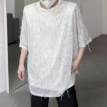 Load image into Gallery viewer, Sequined Fringed Short-sleeved T-shirt
