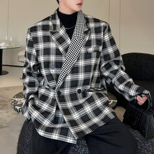 Load image into Gallery viewer, Double Collar Plaid Contrast Blazer
