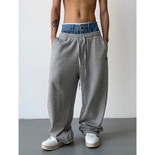 Load image into Gallery viewer, Fake Two-piece Cuffed Denim Loose Sweatpants
