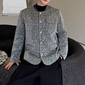 Sequined Padded Shoulder Single-breasted Jacket