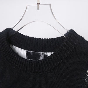 Dark Ripped Crew Neck Sweater