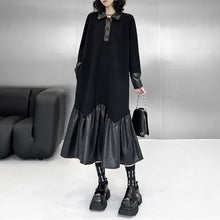 Load image into Gallery viewer, Patchwork Knitted Loose Lapel Sweater Dress
