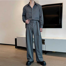 Load image into Gallery viewer, Striped Long-sleeved Wide-leg Pants Two-piece Suit
